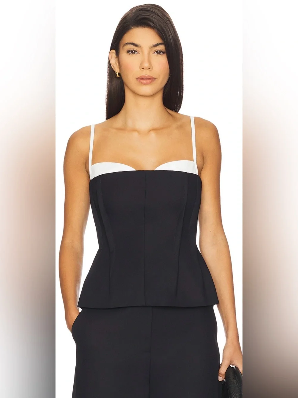 SIMKHAI Charlee Bustier Top in Black and White